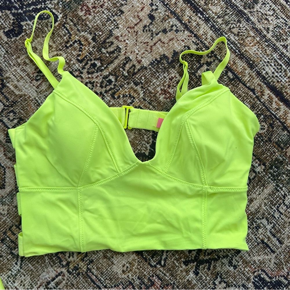 Victoria's Secret Neon Yellow Longline Bikini set